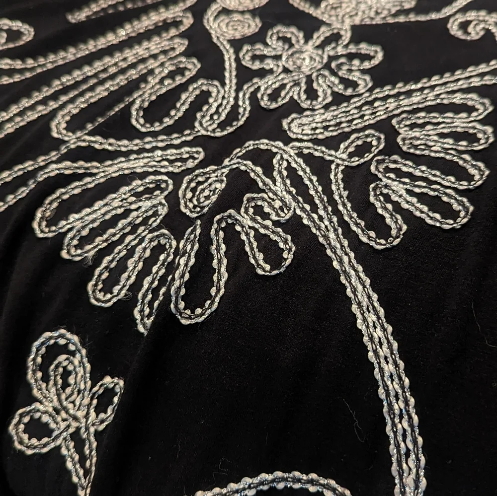 Lauren Michelle Embellished Blk Tunic Sz L - Picture 5 of 7
